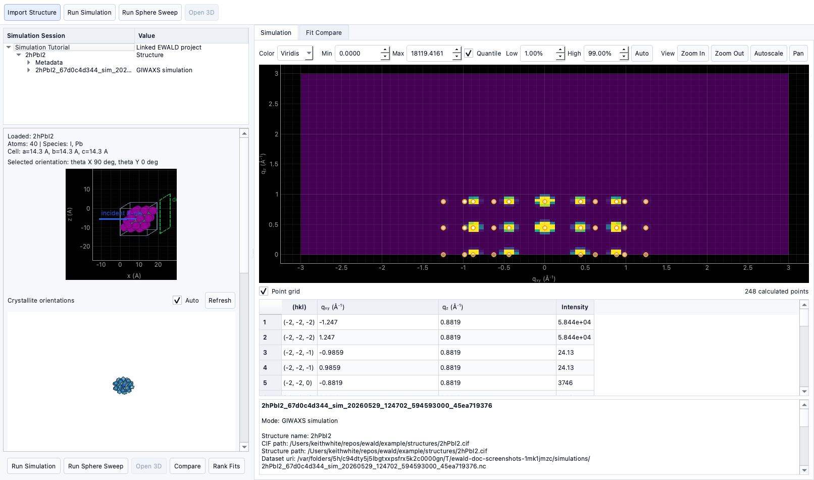 GIWAXS simulation screen capture